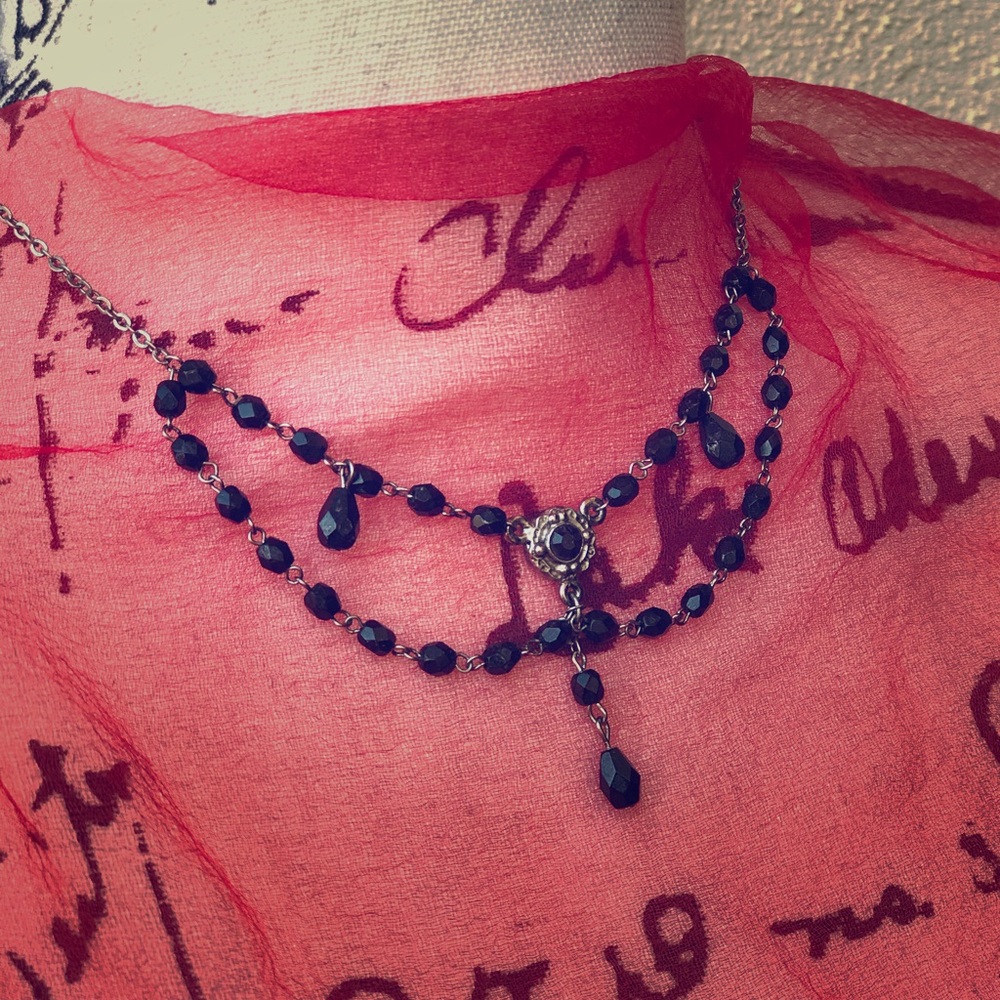 Black Drop Bead Necklace